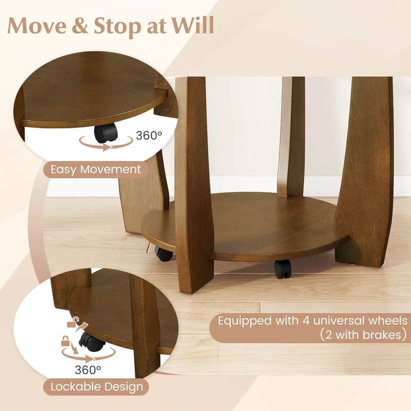 32" 2-Tier Glass Round Coffee Table with Storage Shelf by DirectDeals