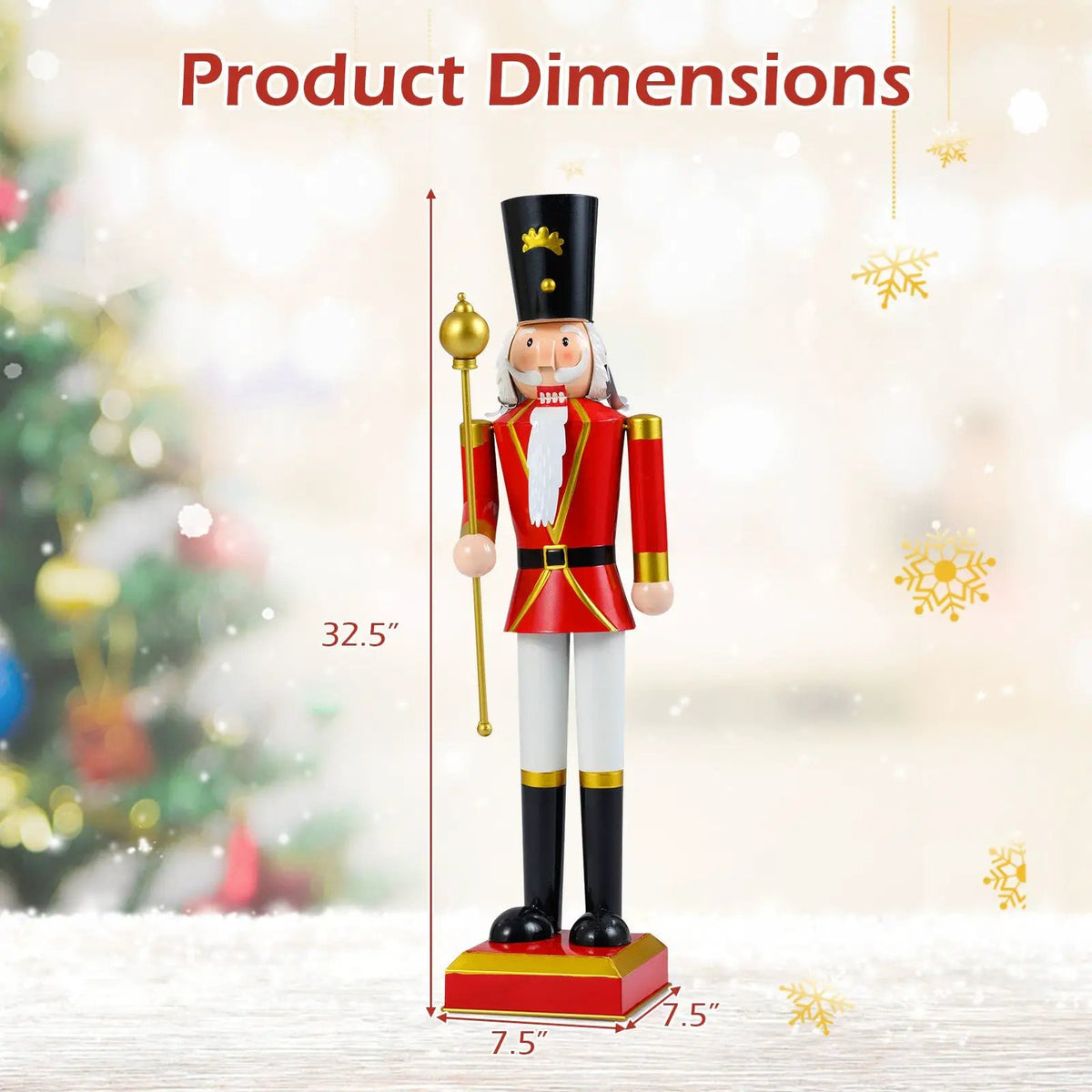 32.5 Inch Christmas Nutcracker with High Hat and Beautiful Scepter by DirectDeals