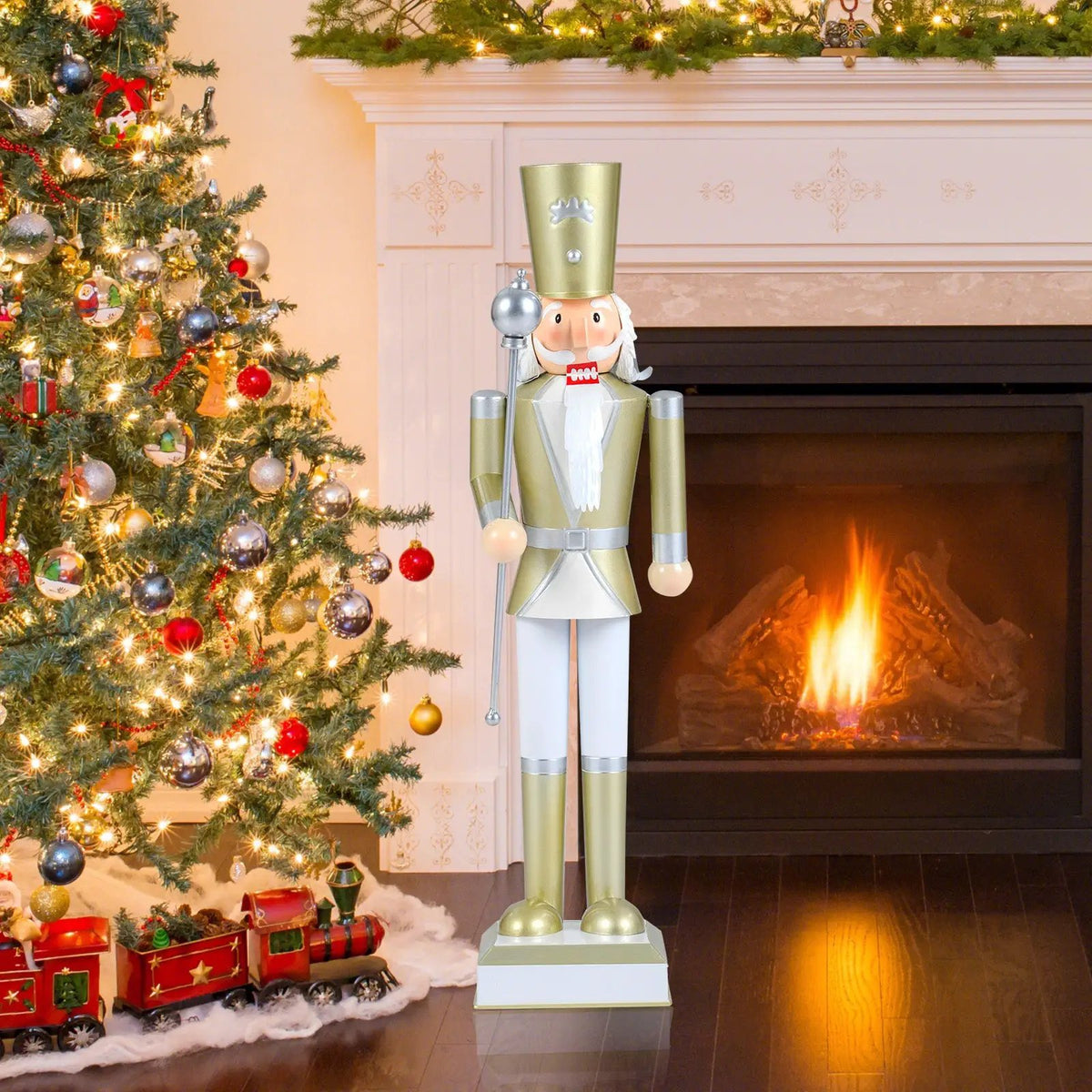 32.5 Inch Christmas Nutcracker with High Hat and Beautiful Scepter by DirectDeals