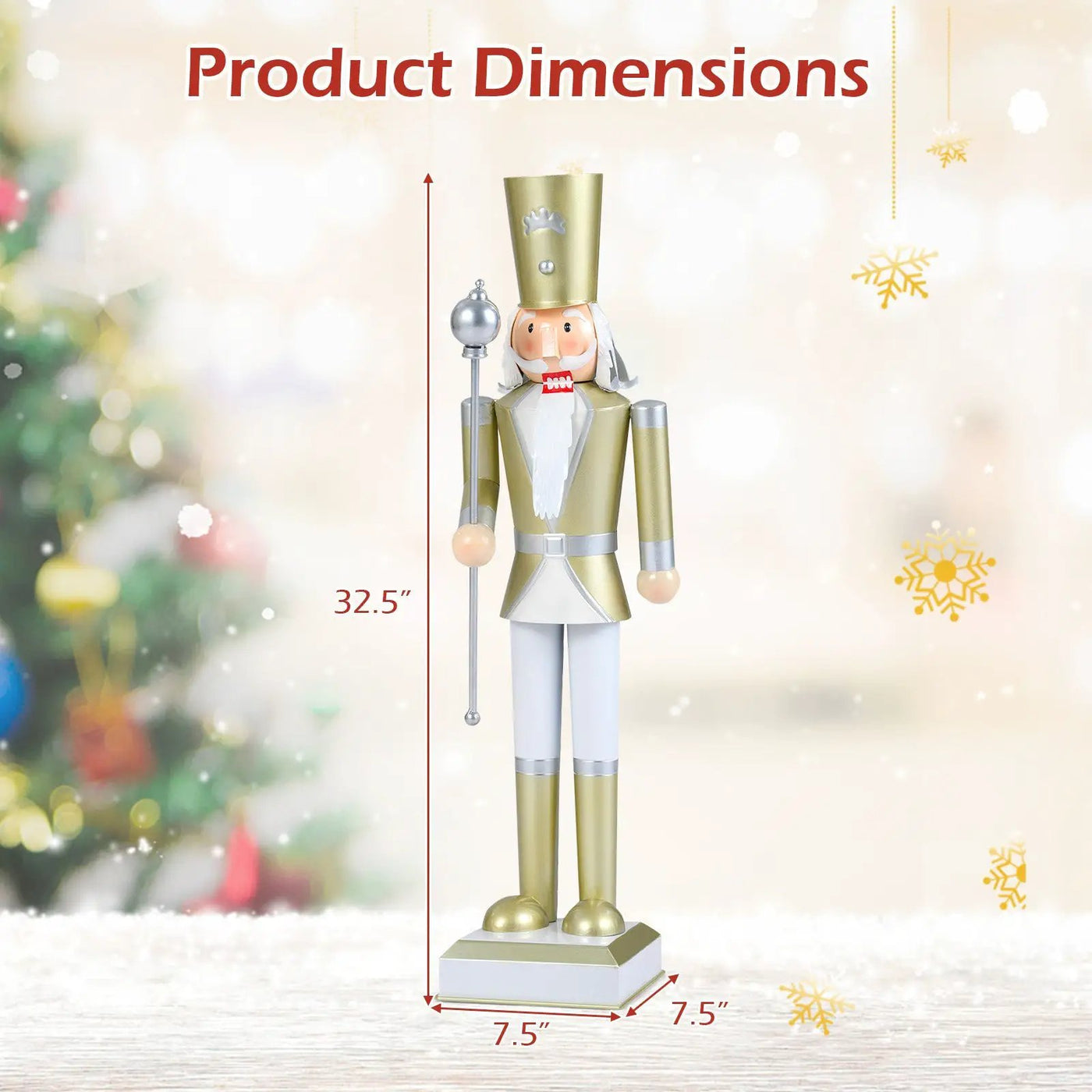 32.5 Inch Christmas Nutcracker with High Hat and Beautiful Scepter by DirectDeals
