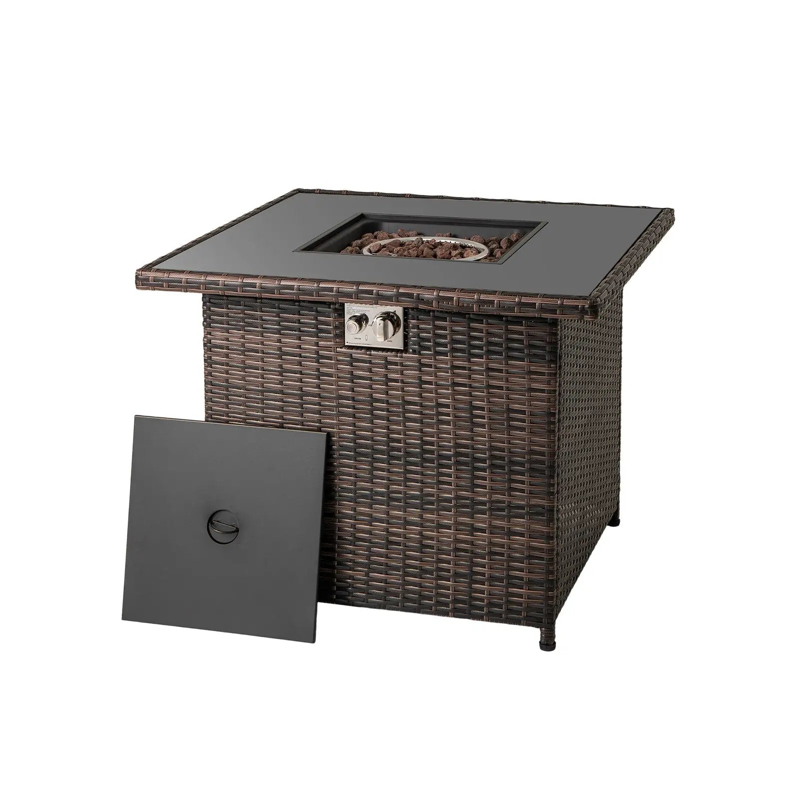 32.5 Inch Propane Fire Pit Table 5000 BTU with Tempered Glass Tabletop by DirectDeals