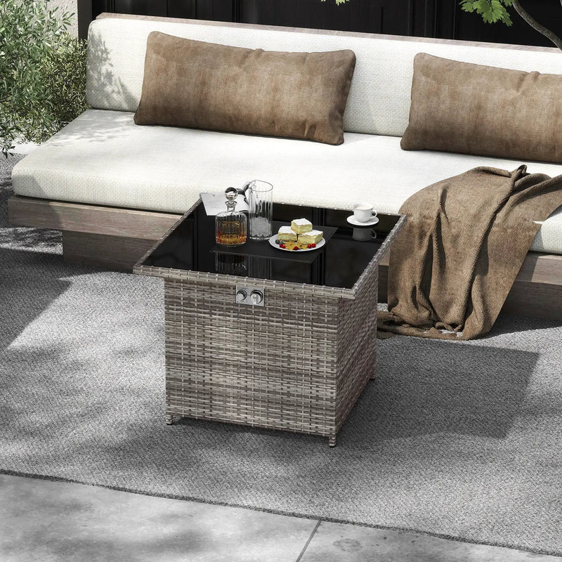 32.5 Inch Propane Fire Pit Table 5000 BTU with Tempered Glass Tabletop by DirectDeals