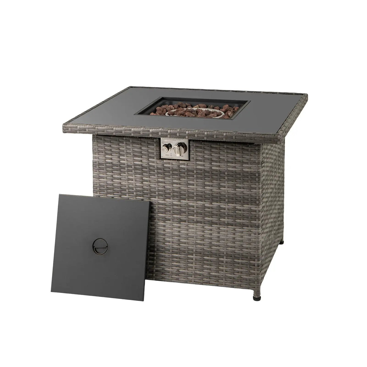 32.5 Inch Propane Fire Pit Table 5000 BTU with Tempered Glass Tabletop by DirectDeals