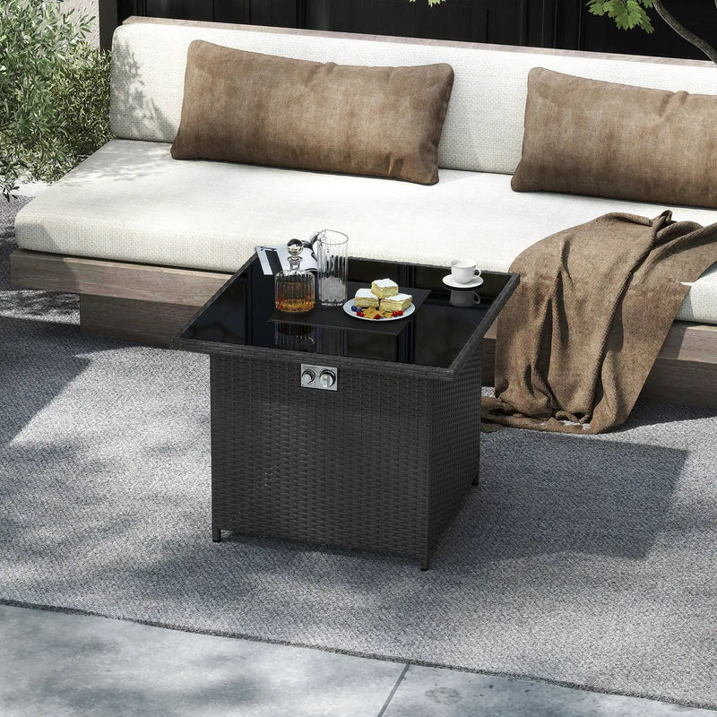 32.5 Inch Propane Fire Pit Table 5000 BTU with Tempered Glass Tabletop by DirectDeals