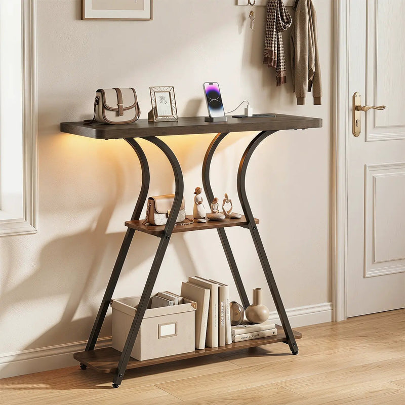 32" Console Table with Power Outlets and LED Lights by DirectDeals