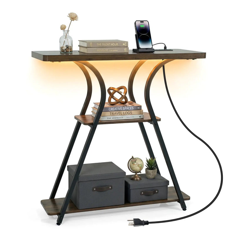 32" Console Table with Power Outlets and LED Lights by DirectDeals
