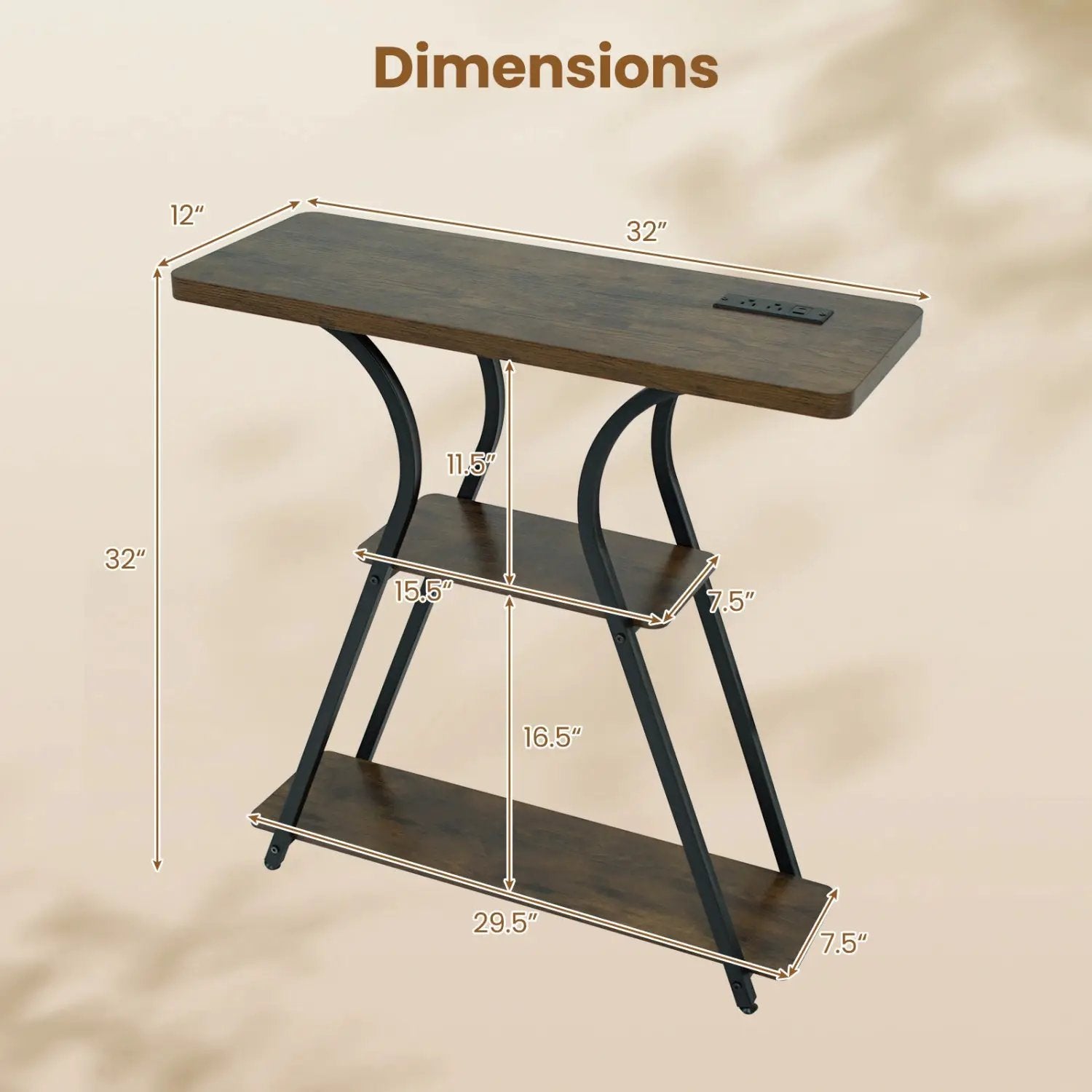 32" Console Table with Power Outlets and LED Lights by DirectDeals
