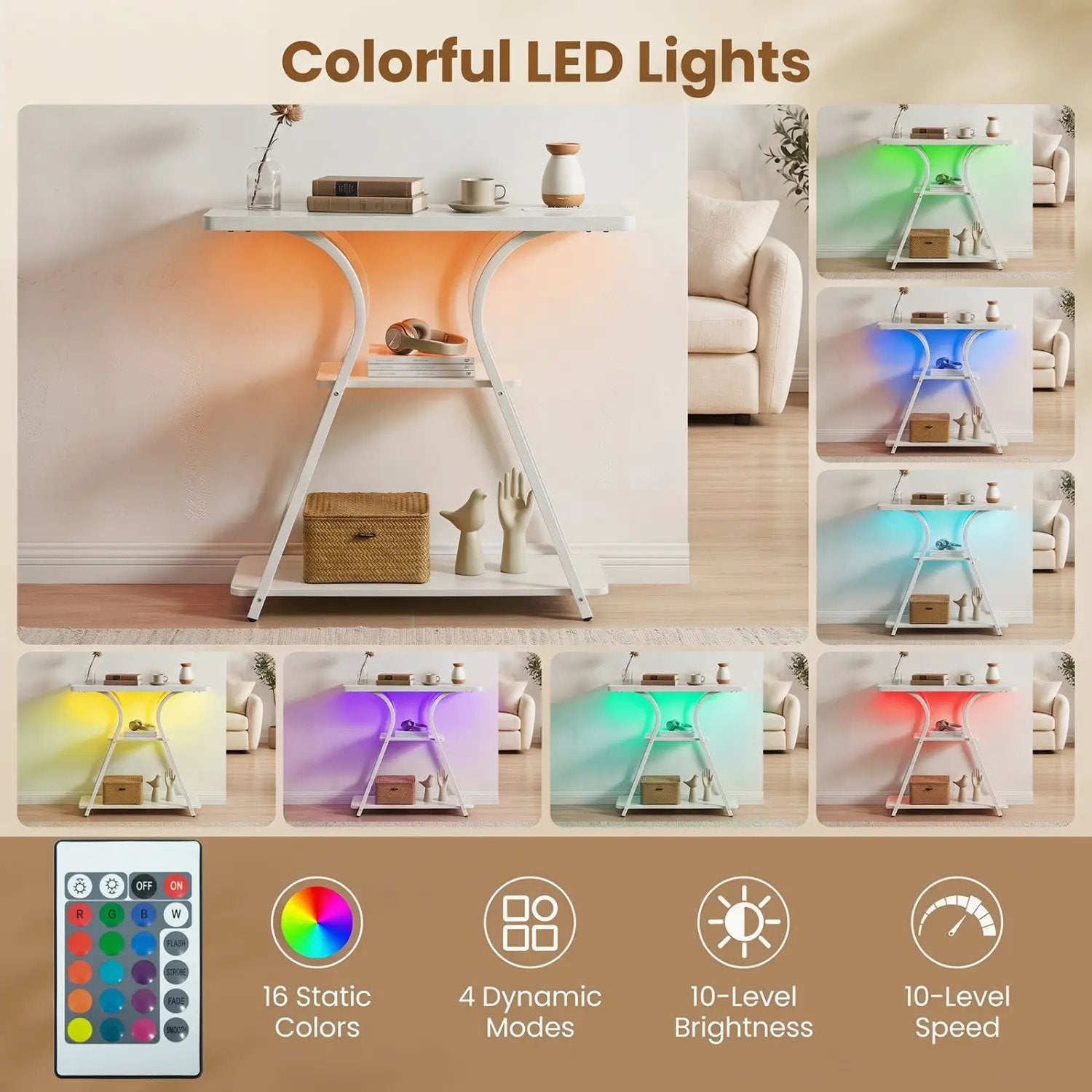 32" Console Table with Power Outlets and RGB LED Lights by DirectDeals