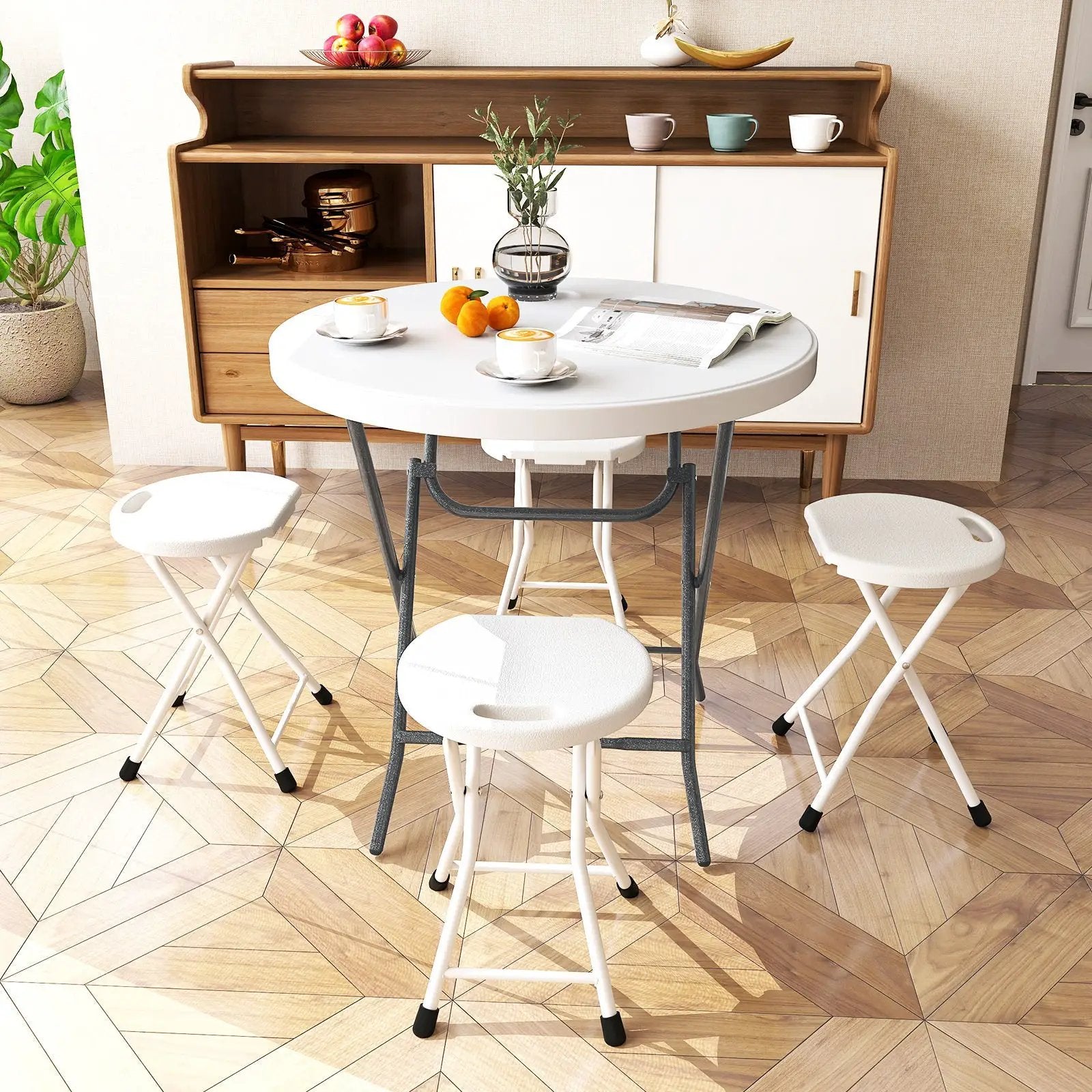 32 Inch Round Folding Table with Thick Tabletop for Picnic by DirectDeals