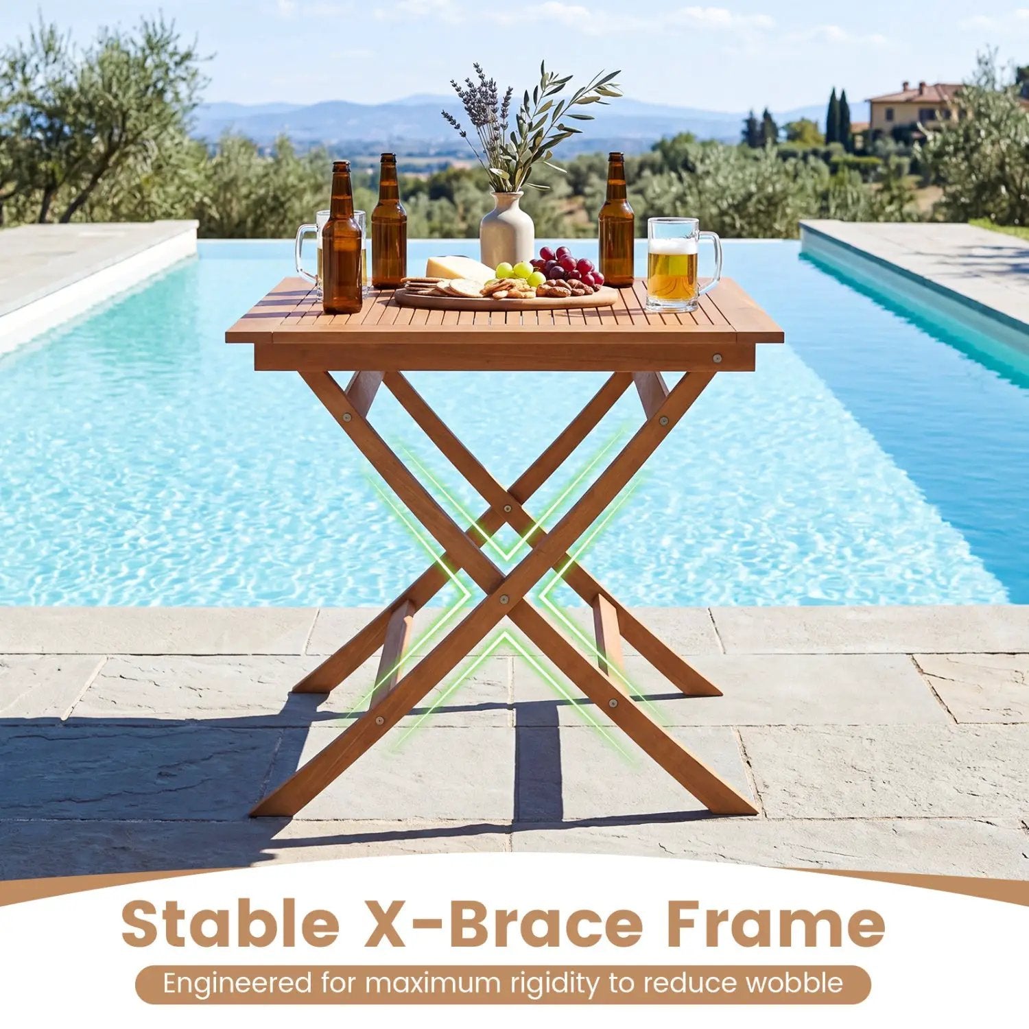 32-Inch Square Teak Wood Patio Dining Table for 4 by DirectDeals