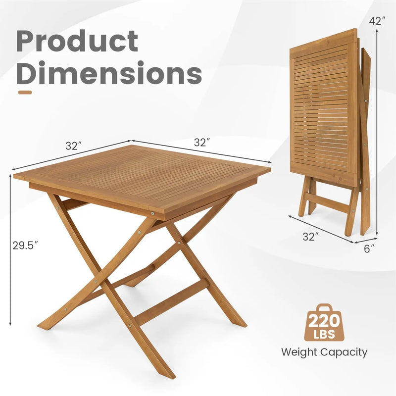 32-Inch Square Teak Wood Patio Dining Table for 4 by DirectDeals