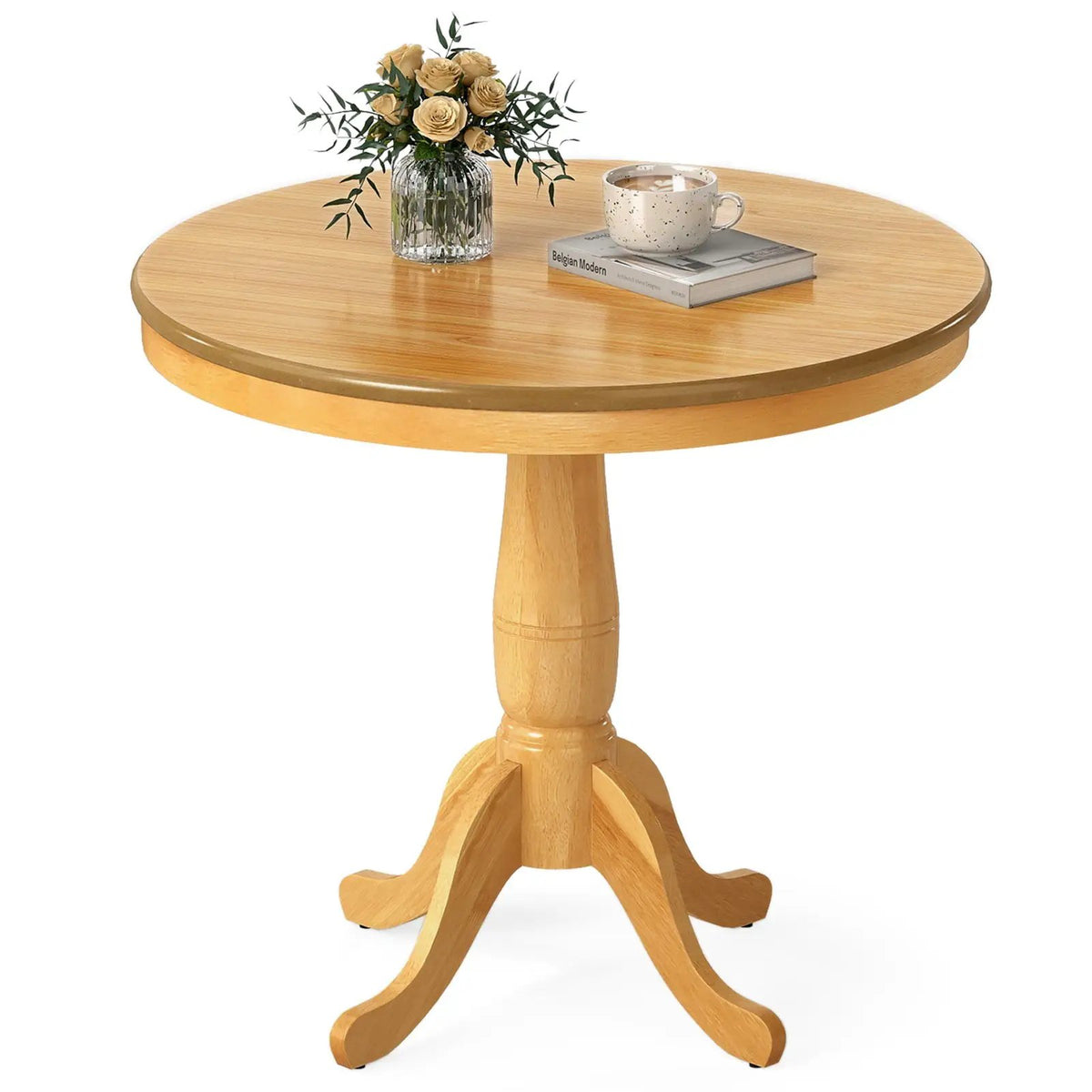 32 Inch Wooden Round Pub Pedestal Side Table by DirectDeals