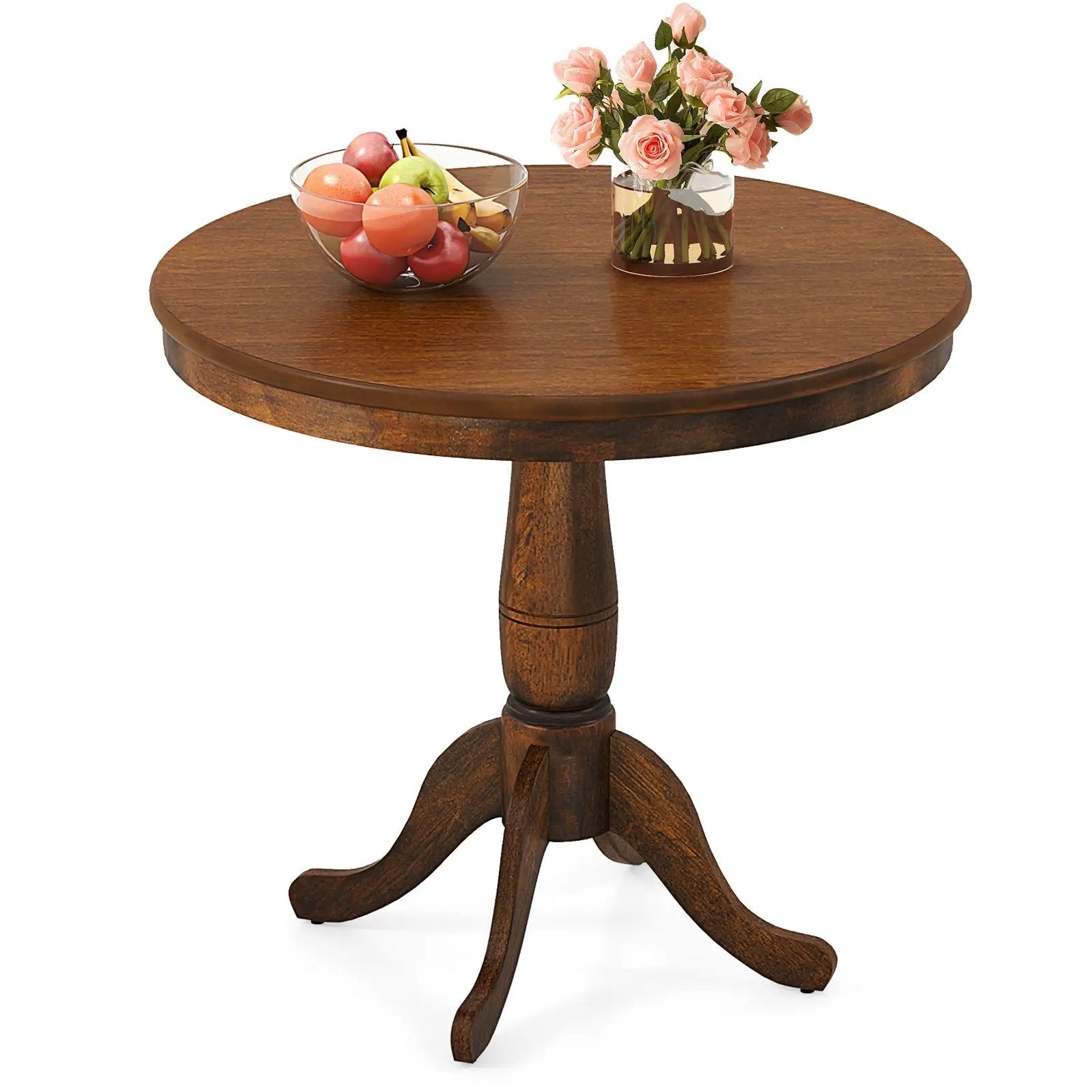 32 Inch Wooden Round Pub Pedestal Side Table by DirectDeals