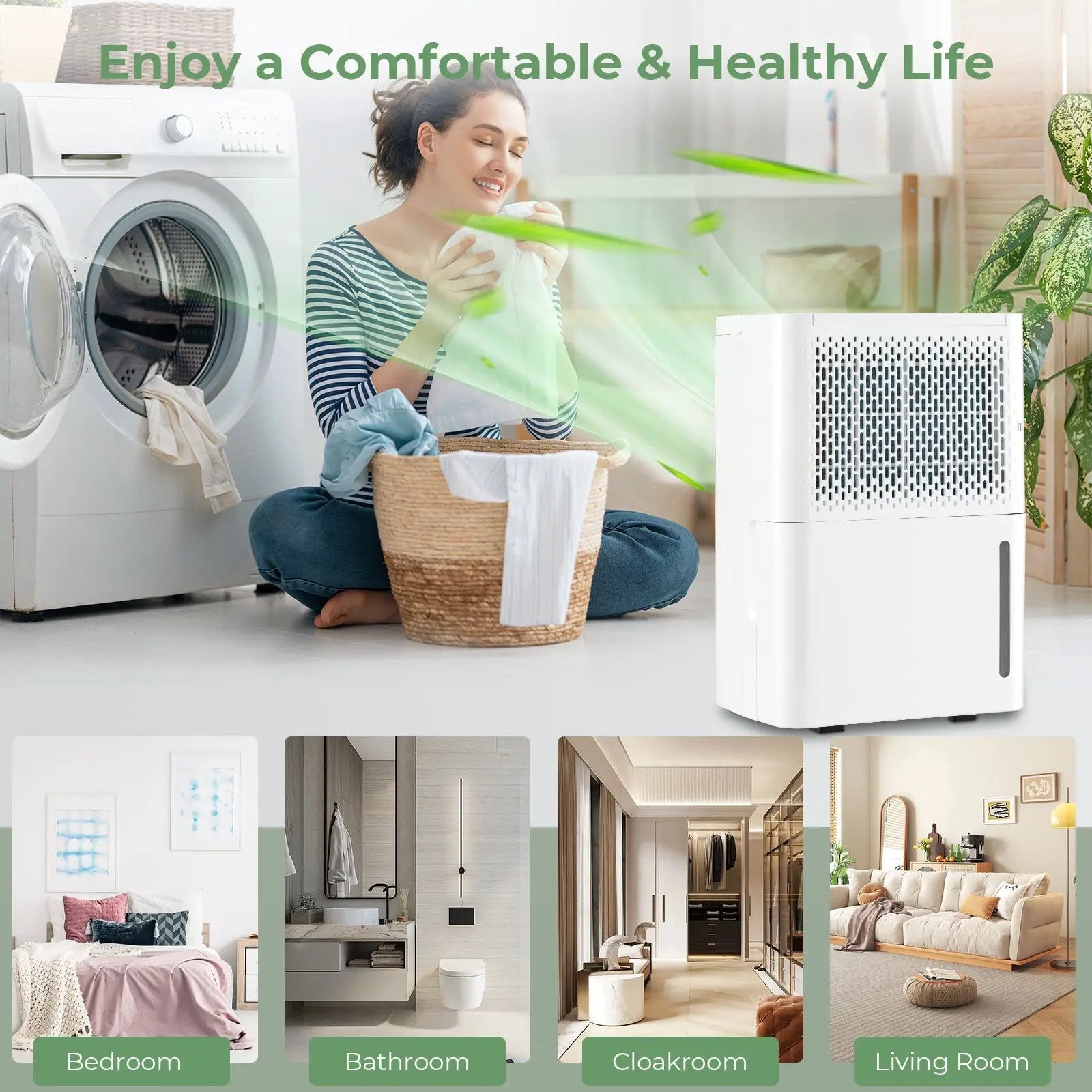 2000 Sq. Ft 32 Pint Dehumidifier with Continuous/Drying/Auto Mode-White by DirectDeals