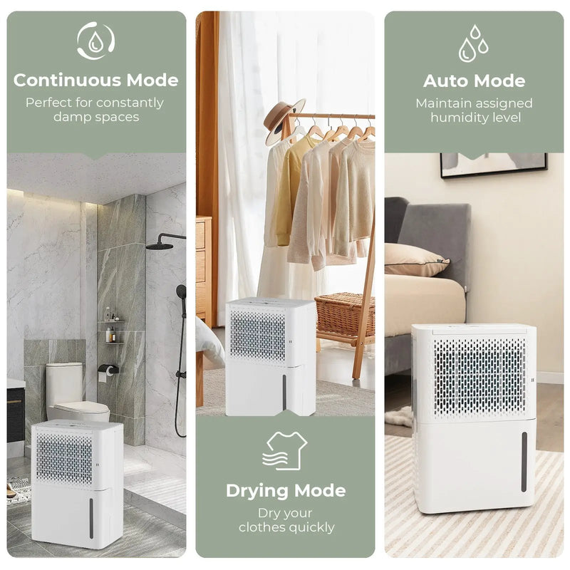 2000 Sq. Ft 32 Pint Dehumidifier with Continuous/Drying/Auto Mode-White by DirectDeals