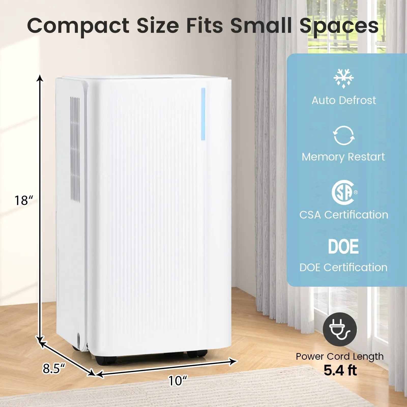 32 Pints 2000 Sq.ft Portable Dehumidifier for Home and Basement-White by DirectDeals