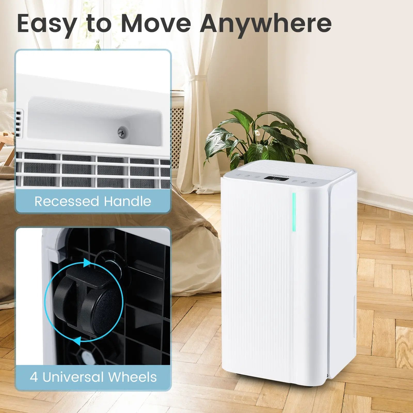 32 Pints 2000 Sq.ft Portable Dehumidifier for Home and Basement-White by DirectDeals