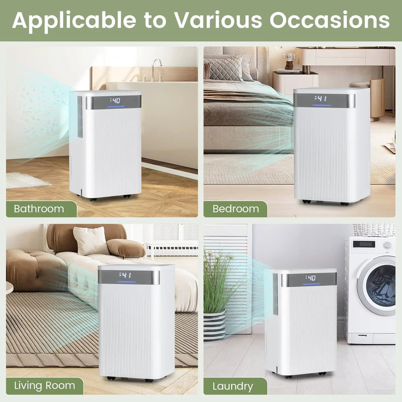 32 Pints 2000 Sq.ft Quiet Dehumidifier for Home with 3 Modes-White by DirectDeals