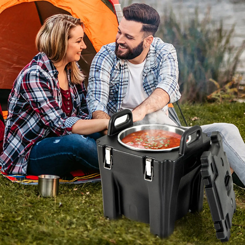 32 QT Portable Insulated Food Carrier with Stainless Steel Barrel for Catering Camping-Black by DirectDeals
