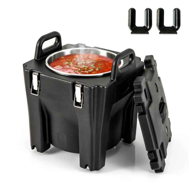 32 QT Portable Insulated Food Carrier with Stainless Steel Barrel for Catering Camping-Black by DirectDeals
