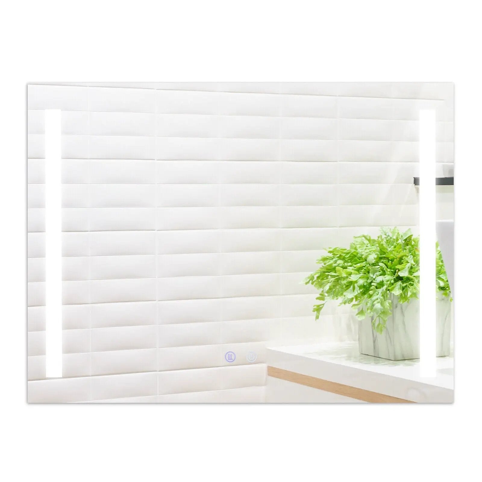 32 x 24 Inch Quadrate Wall Mirror with 3-Color Lights and Anti-Fog Function by DirectDeals