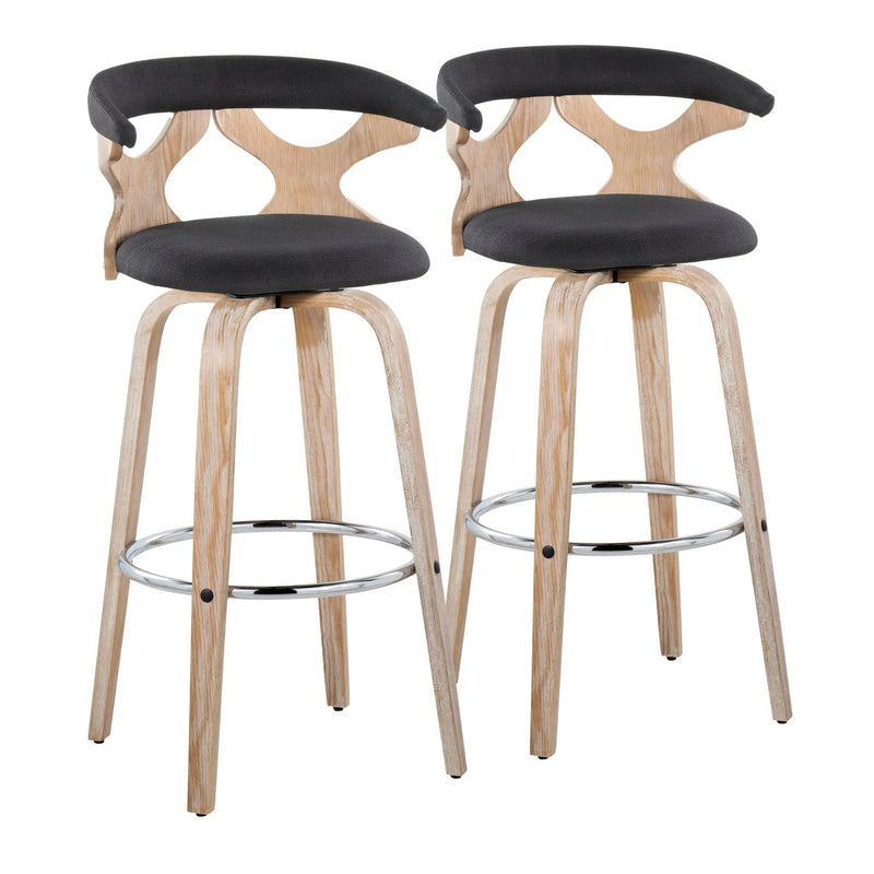 Gardenia - Contemporary Fixed Height Barstool With Swivel With Round Footrest (Set of 2) by HouseOfZazla