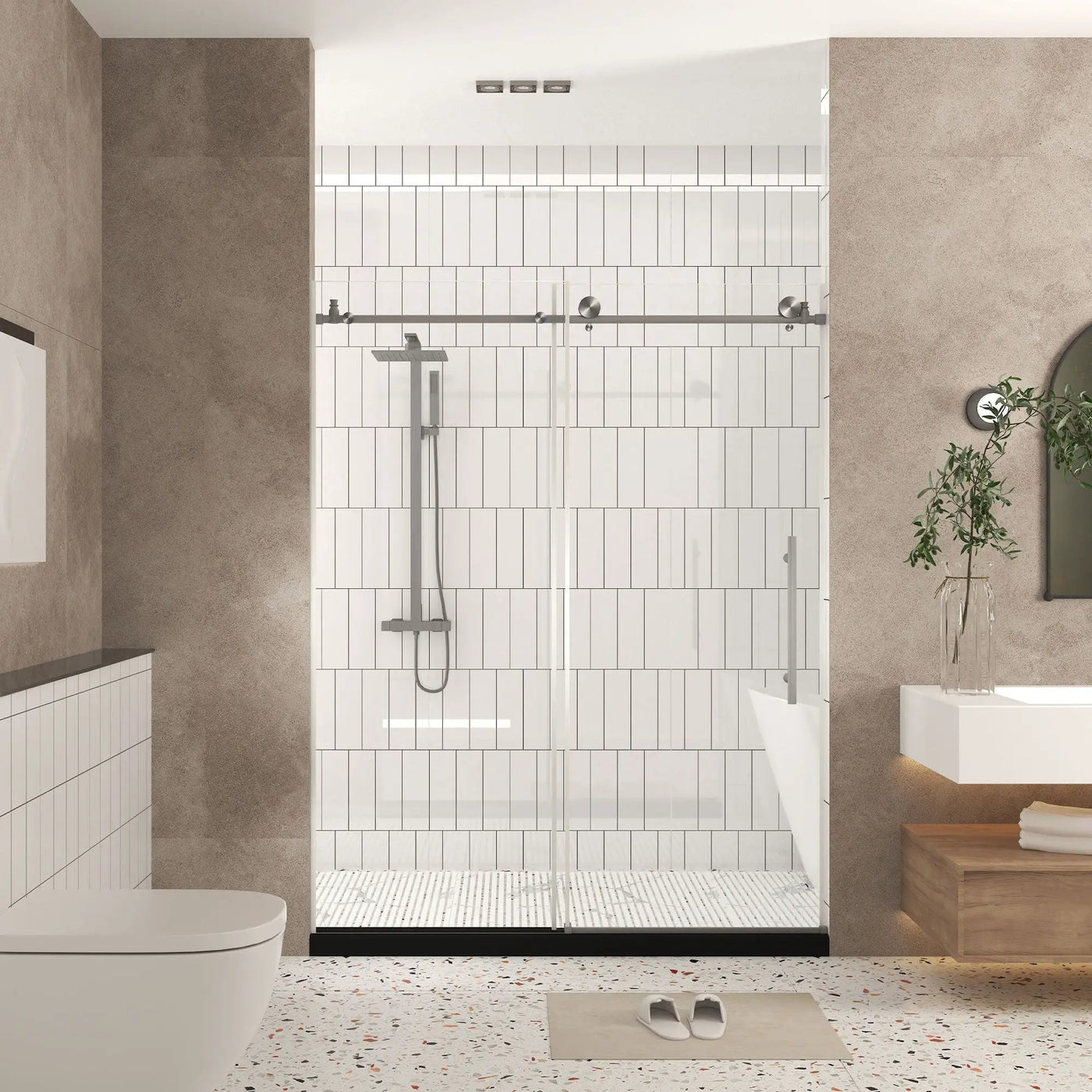 Frameless Shower Door, Smooth Sliding Tracks by HouseOfZazla