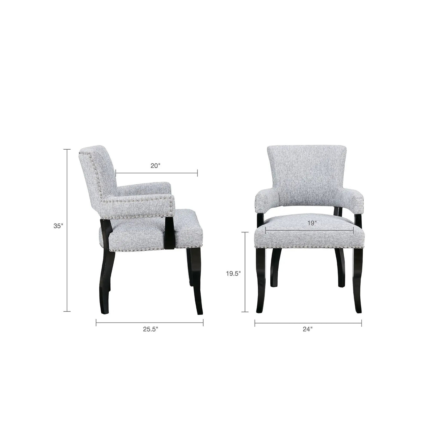 Elegant Arm Dining Chair With Brass Nail Head Detailing by HouseOfZazla