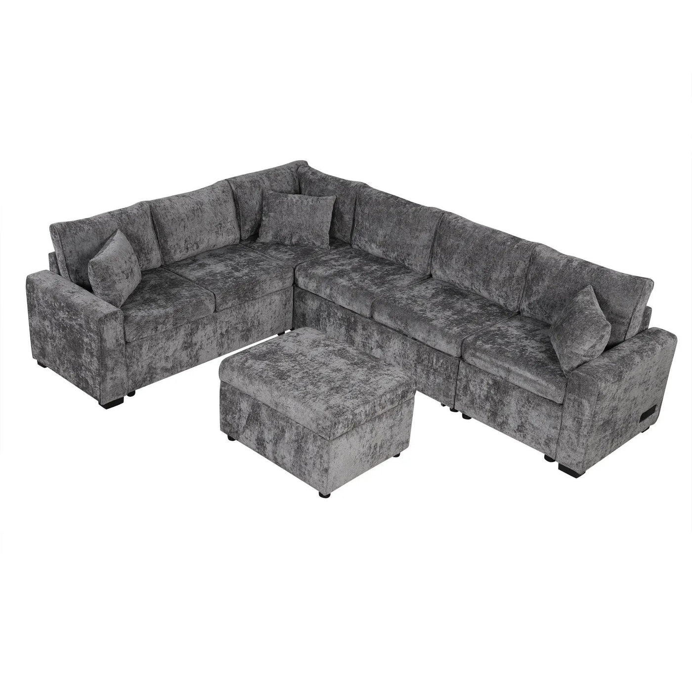 Sectional Sofa Pull-Out Sofa Bed Sleeper With A Storage Ottoman, Three Pillows And Charging Devices For Living Room by HouseOfZazla