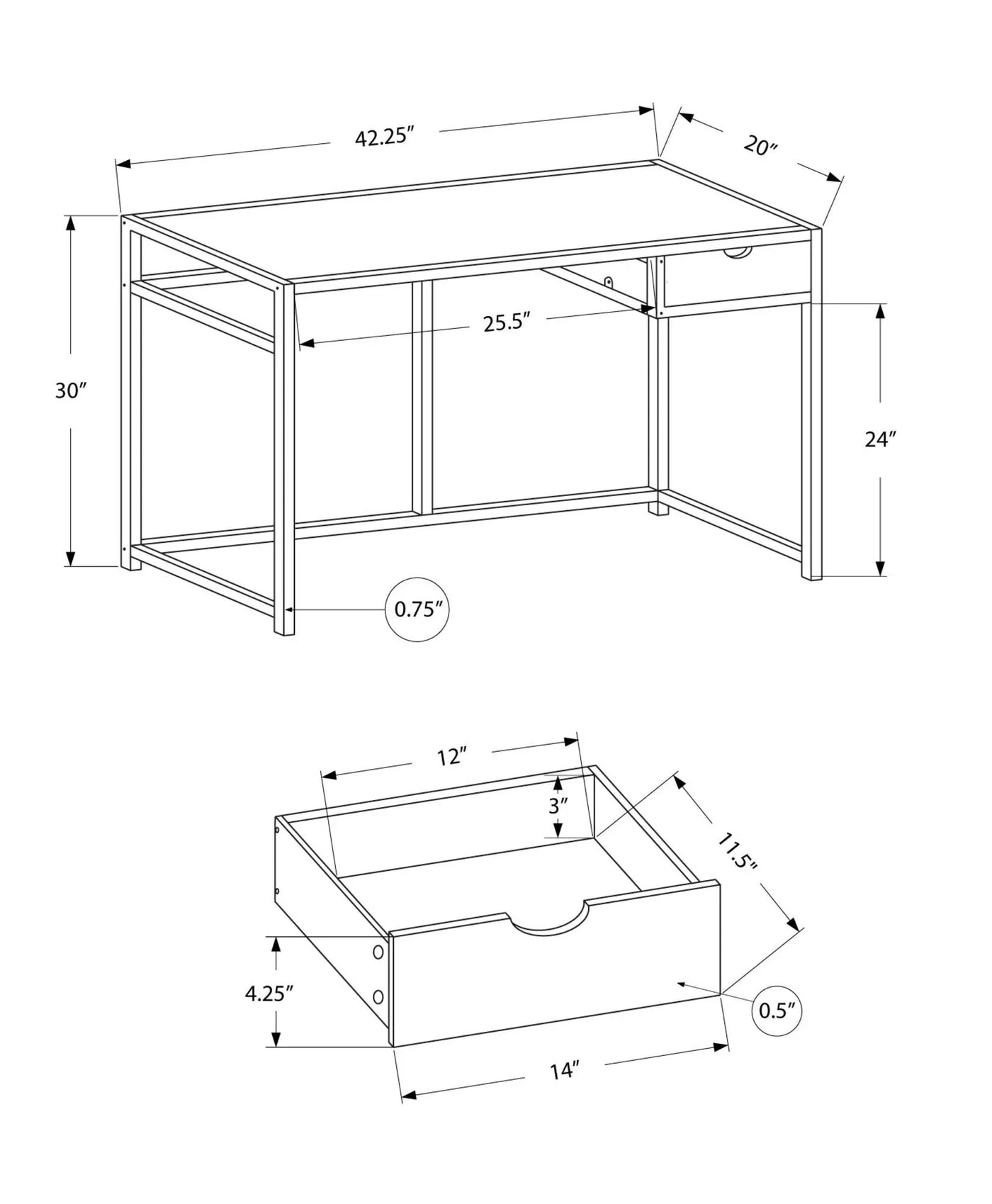 Computer Desk for Home Office, Laptop, 1 Storage Drawer, Contemporary & Modern by HouseOfZazla