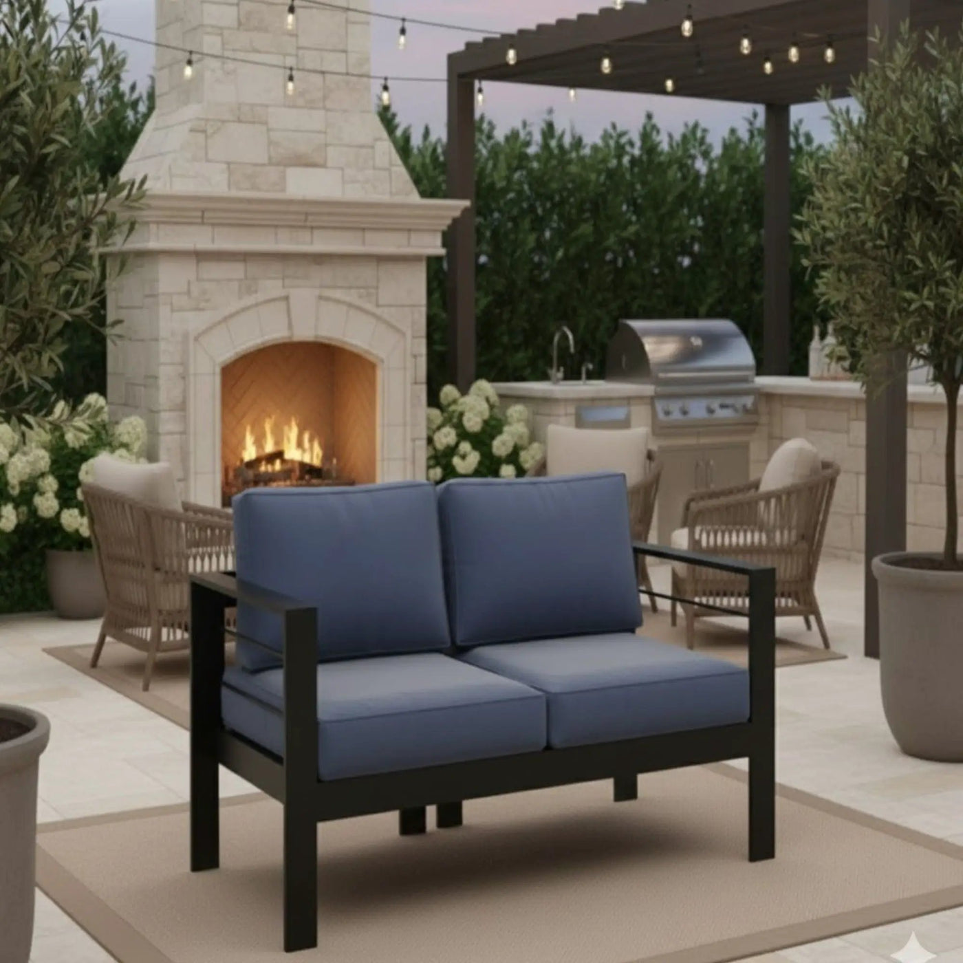 All-Weather Patio Loveseat With Thick Cushions by HouseOfZazla
