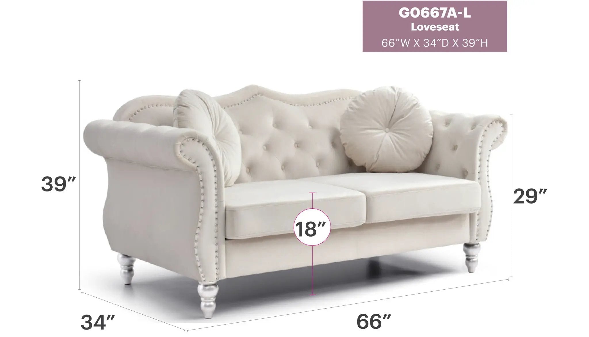 Stylish Flared Arm Loveseat by HouseOfZazla