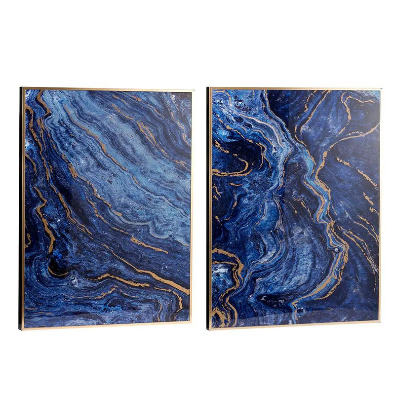 Framed Art Panels, Unique Marbled Design (Set of 2) - Blue by HouseOfZazla