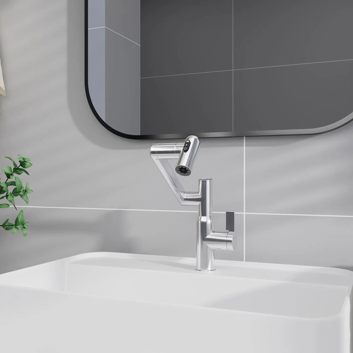 Bathroom Sink Faucet With Spray Function And Temperature Display, Anti Skid Switch, 360 Degree Rotary by HouseOfZazla