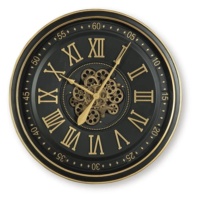 Dairton - Wall Clock - Black / Gold Finish by Unique Piece Furniture