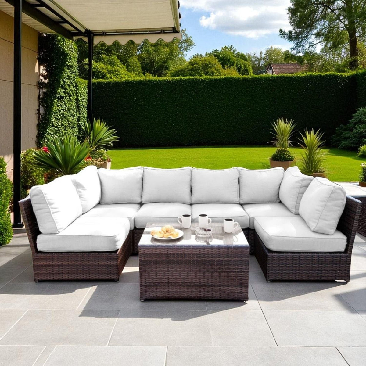 Comfortable Modern Patio Rattan Sectional Set With Cushions, photo 20 of 40