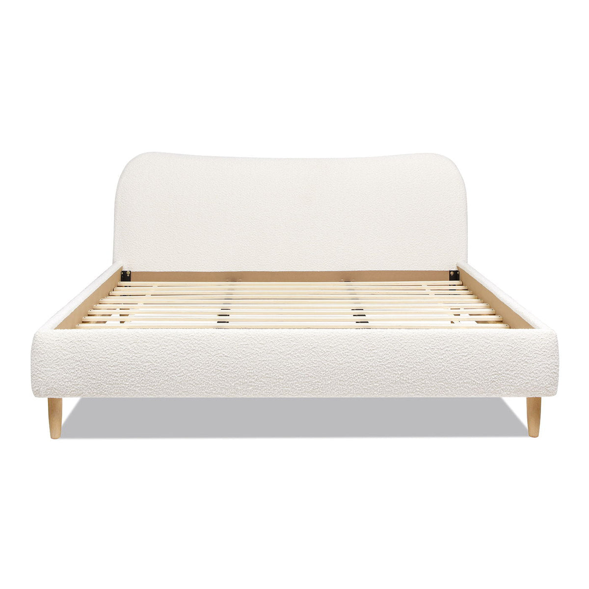 Curved Headboard Upholstered Platform Bed with Mattress Support - Black, White, Dark Green, photo 14 of 40