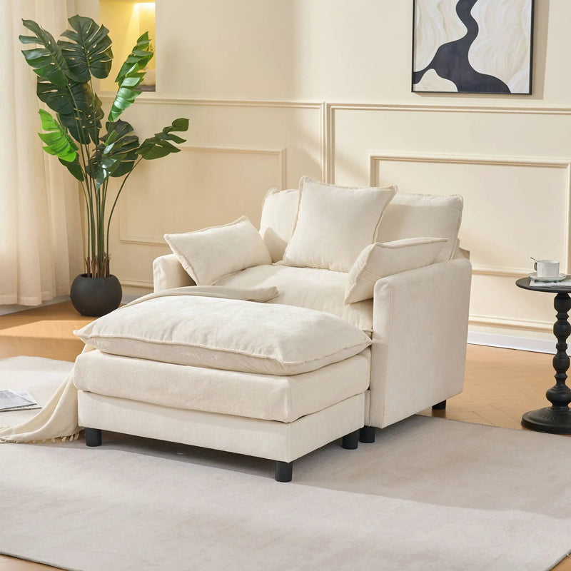 Accent Chair With Ottoman - Beige by Unique Piece Furniture