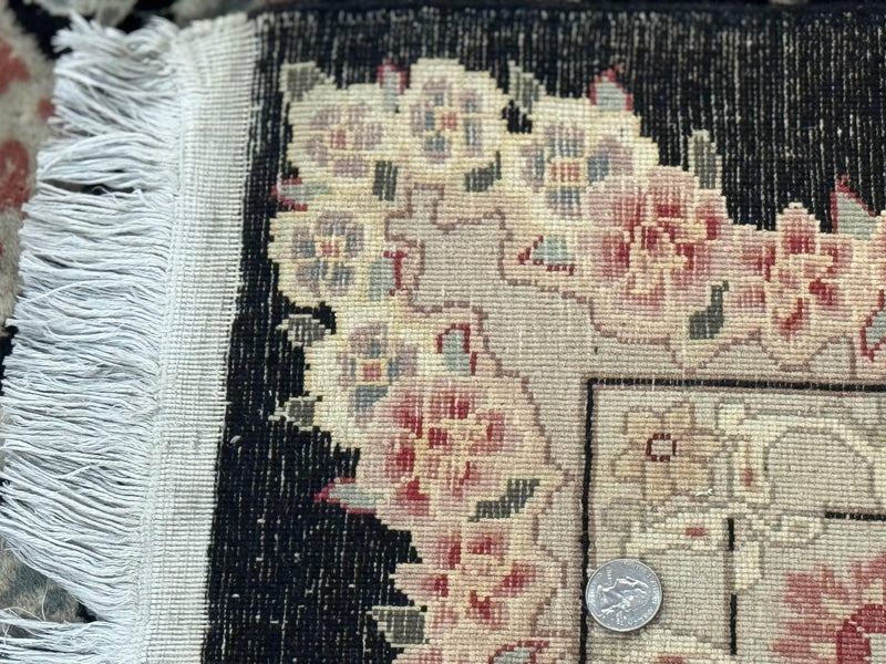 Pak Persian Tabriz Rug 8.6 x 11.6, Black Pink, Traditional Elegant Formal Oriental Carpet, Dining Room Rug, Fine 225 KPSI by Jewel Rugs