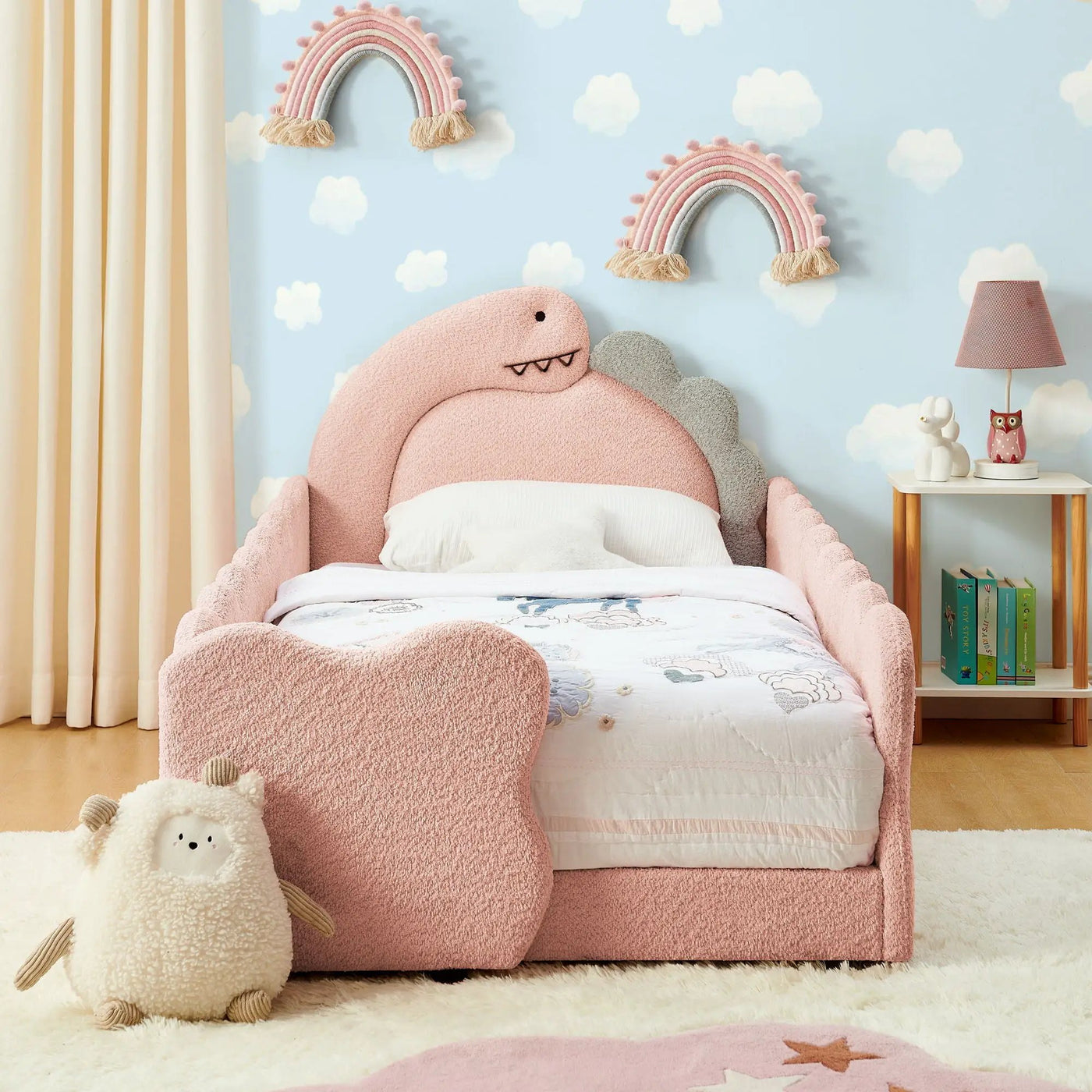 Cute Dinosaur Shaped Bed With Safety Guardrail, Toddler Frame by HouseOfZazla