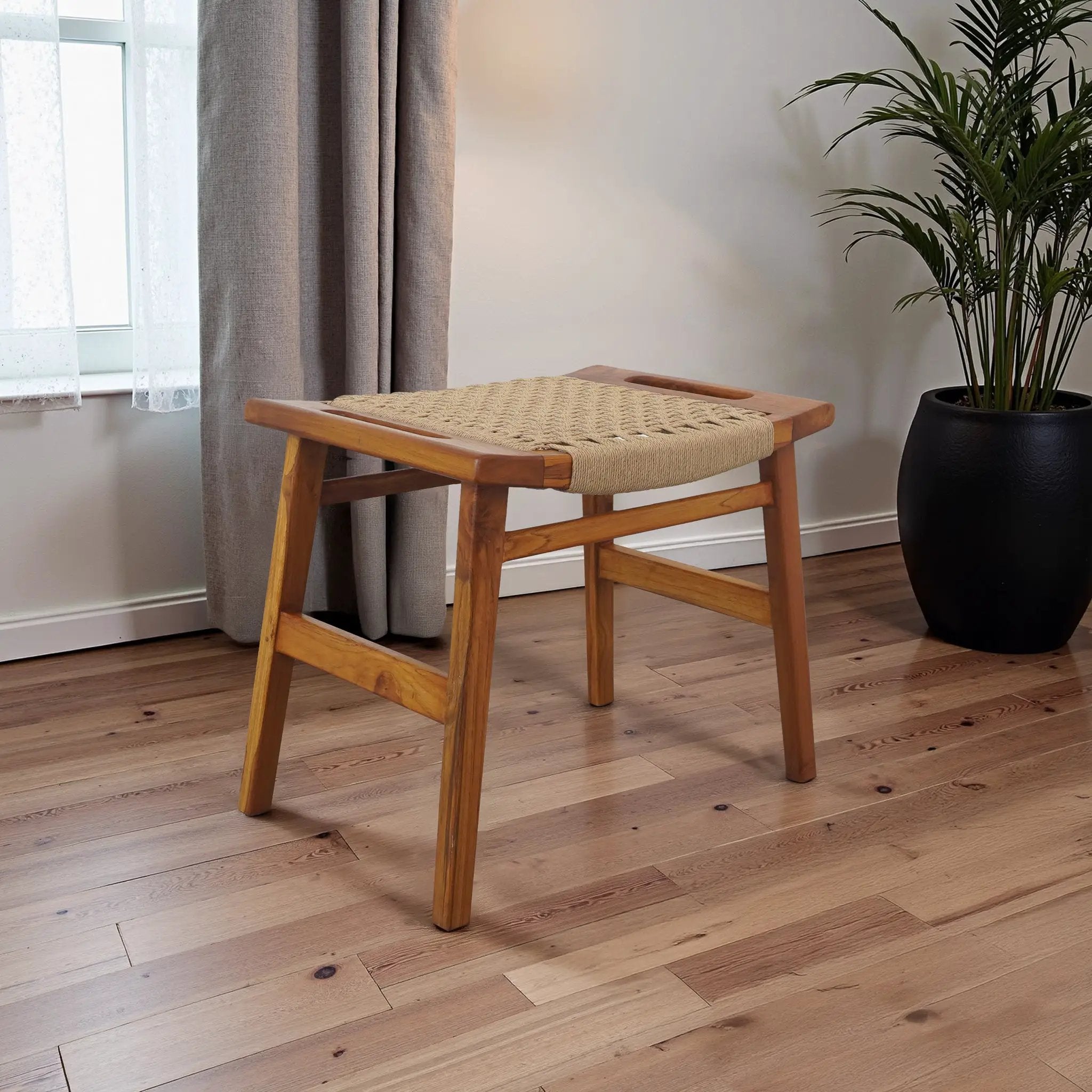 Grit Rustic Solid Wood Frame Loom Stool by HouseOfZazla