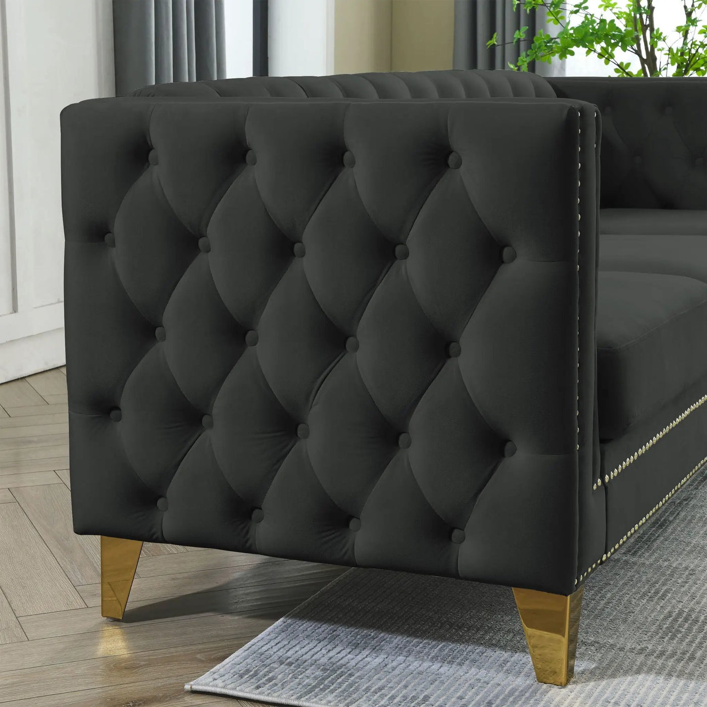 Modern Sofa With Button Tufting, Upholstered Couch For Living Room by HouseOfZazla