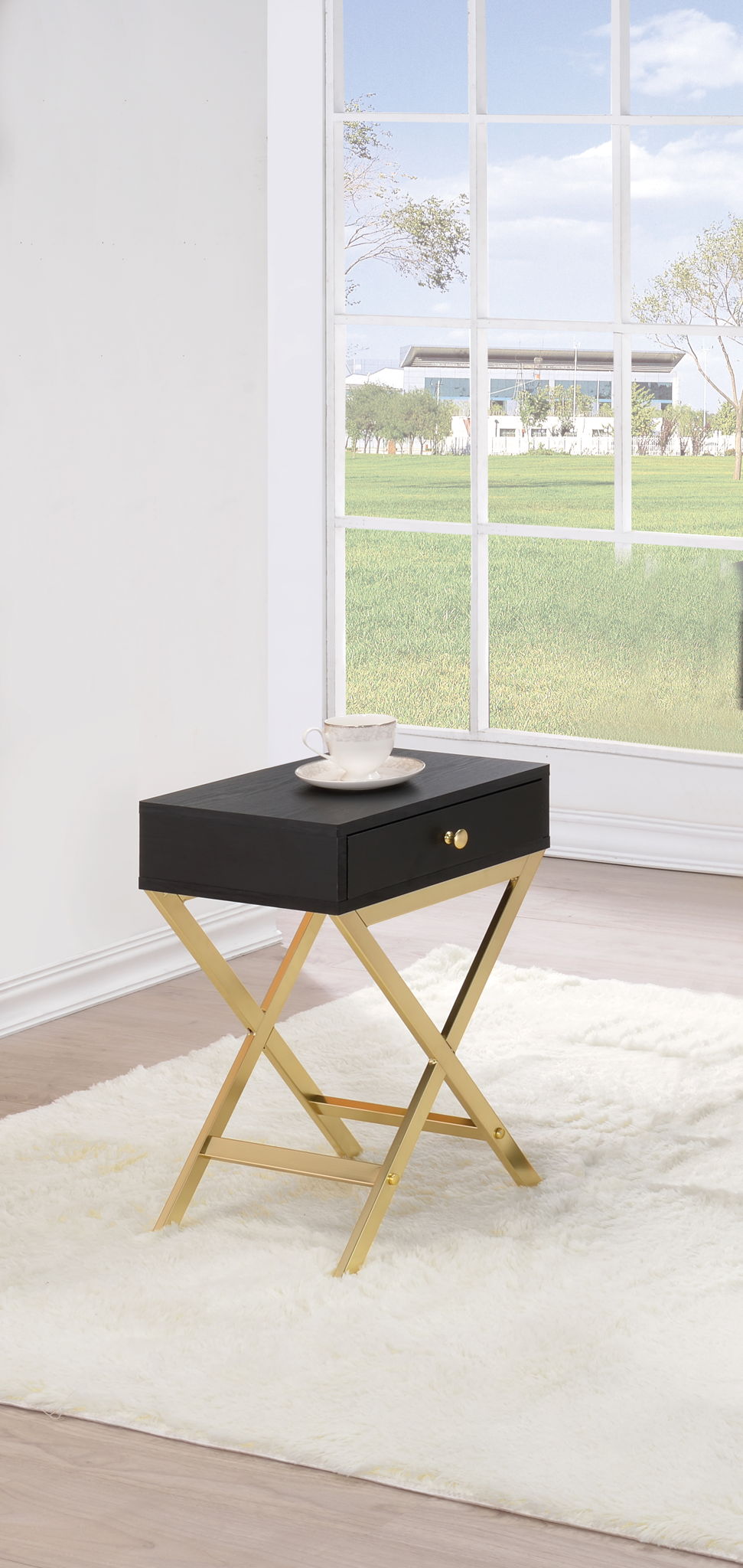 Coleen Elegant Design Accent Table with Drawer - Black, Pink or White, photo 2 of 12