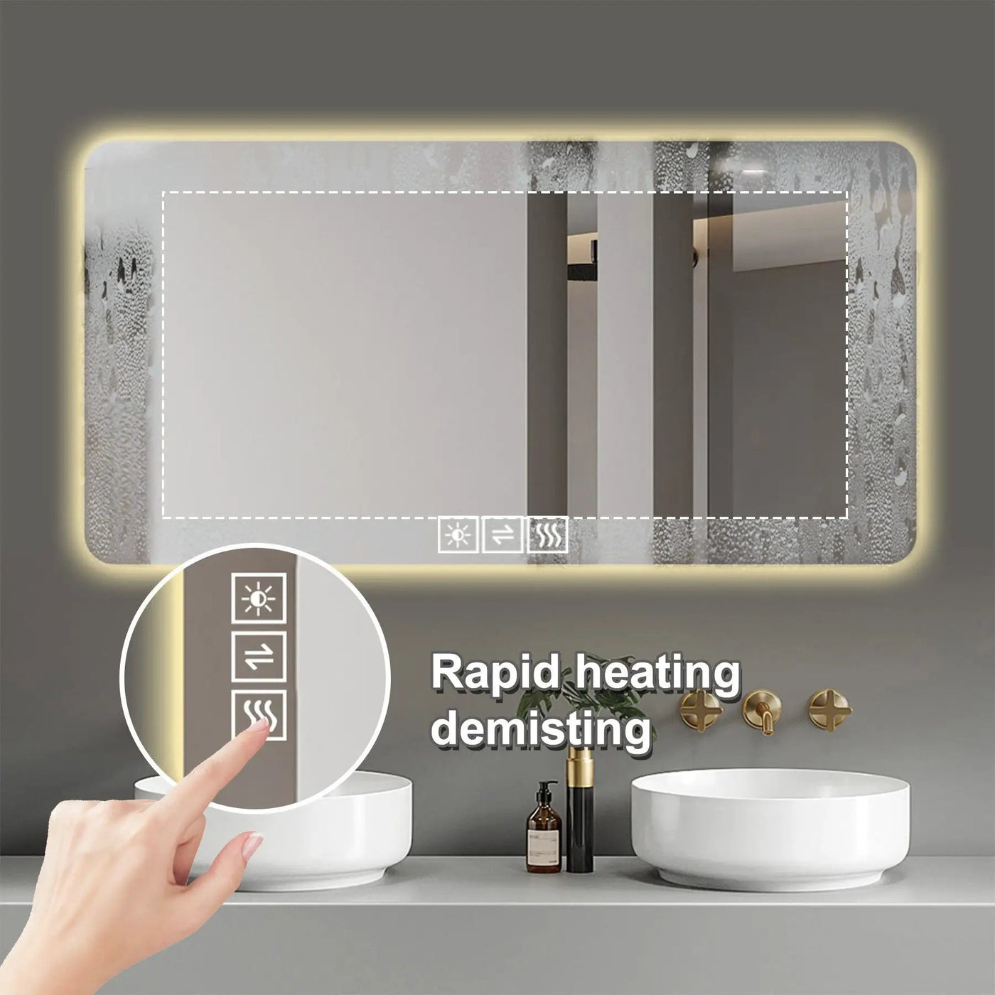 LED Bathroom Mirror With 3 Color Dimmable Backlight by HouseOfZazla