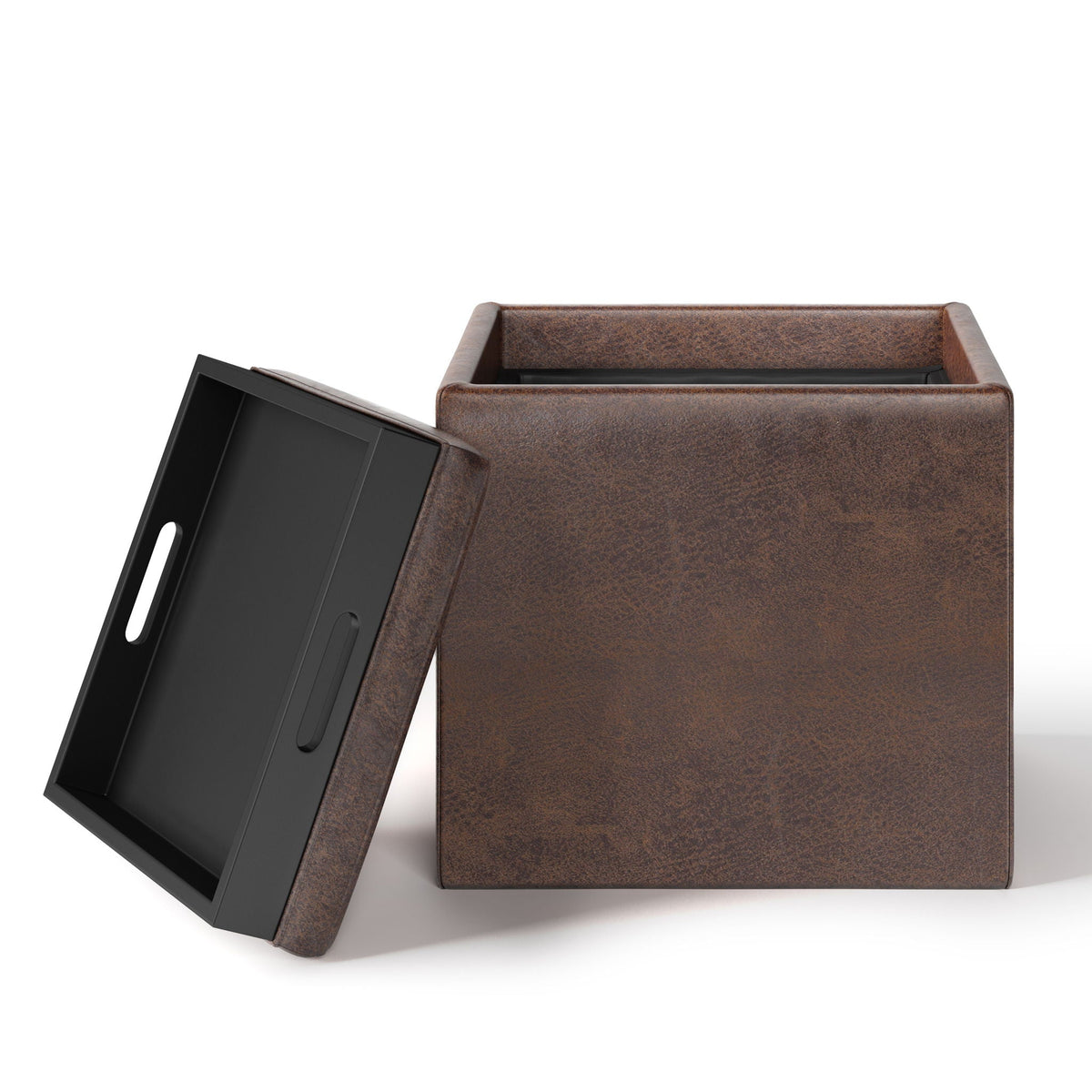 Upholstered Cube Storage Ottoman with Removable Serving Tray - Multiple Colors, photo 26 of 40
