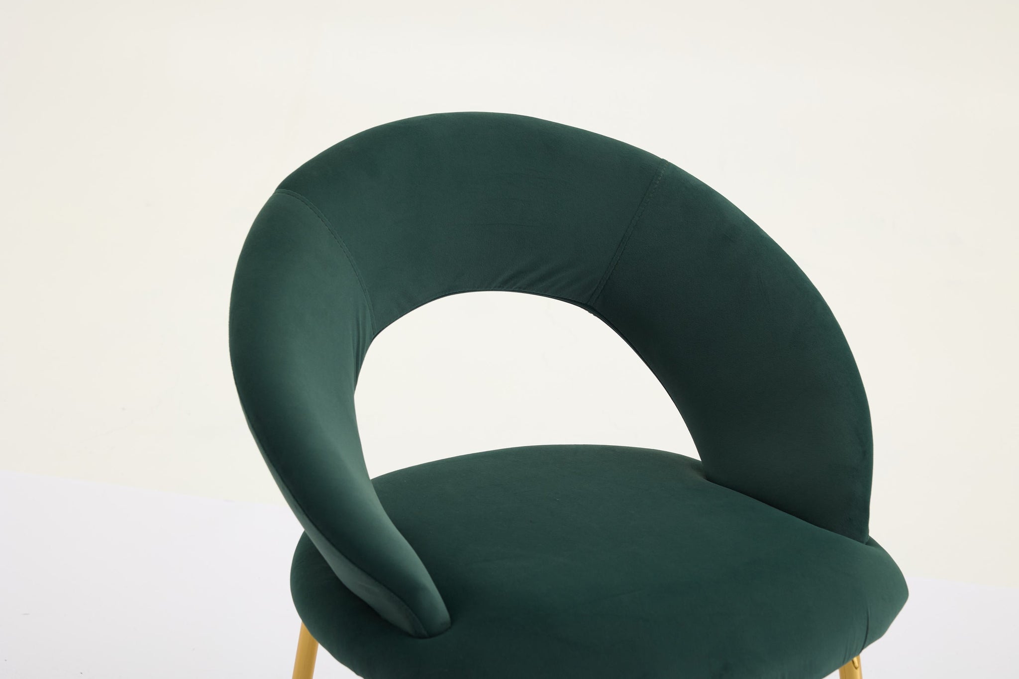 Velvet Fabric Dining Chair with Curved Backrest and Golden Metal Legs by HouseOfZazla