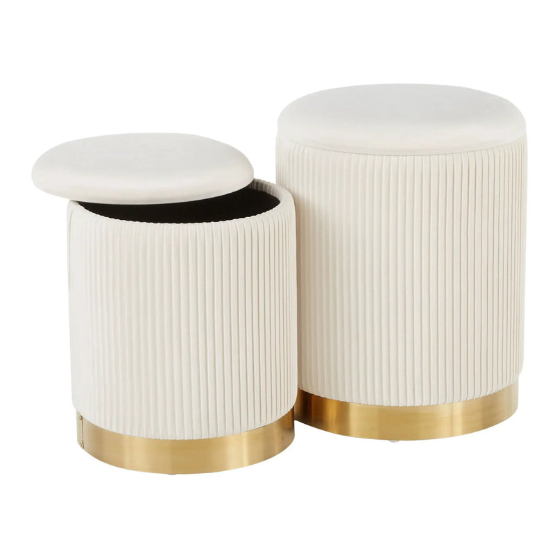 Marla - Contemporary Nesting Pleated Ottoman Set by Unique Piece Furniture