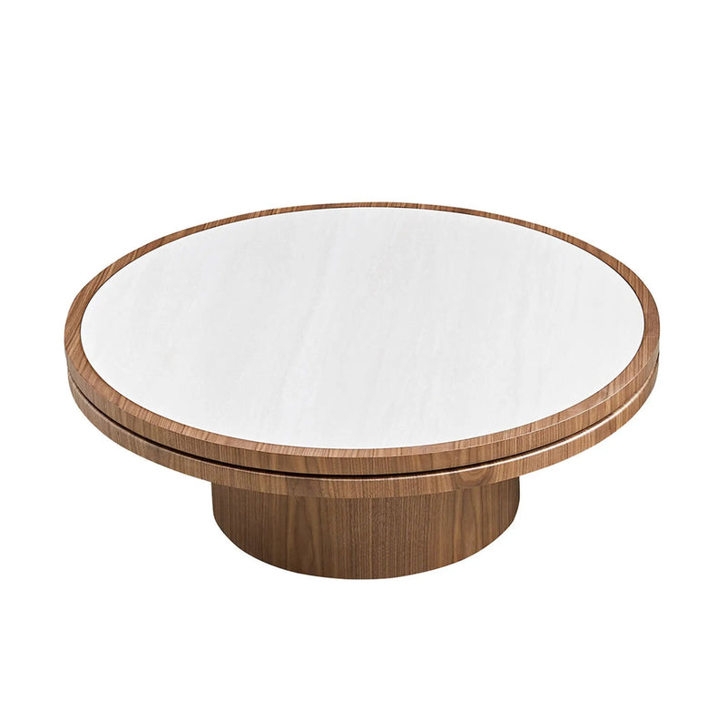 35.43 Inch Coffee Table with Sintered Stone Tabletop in Walnut by HouseOfZazla