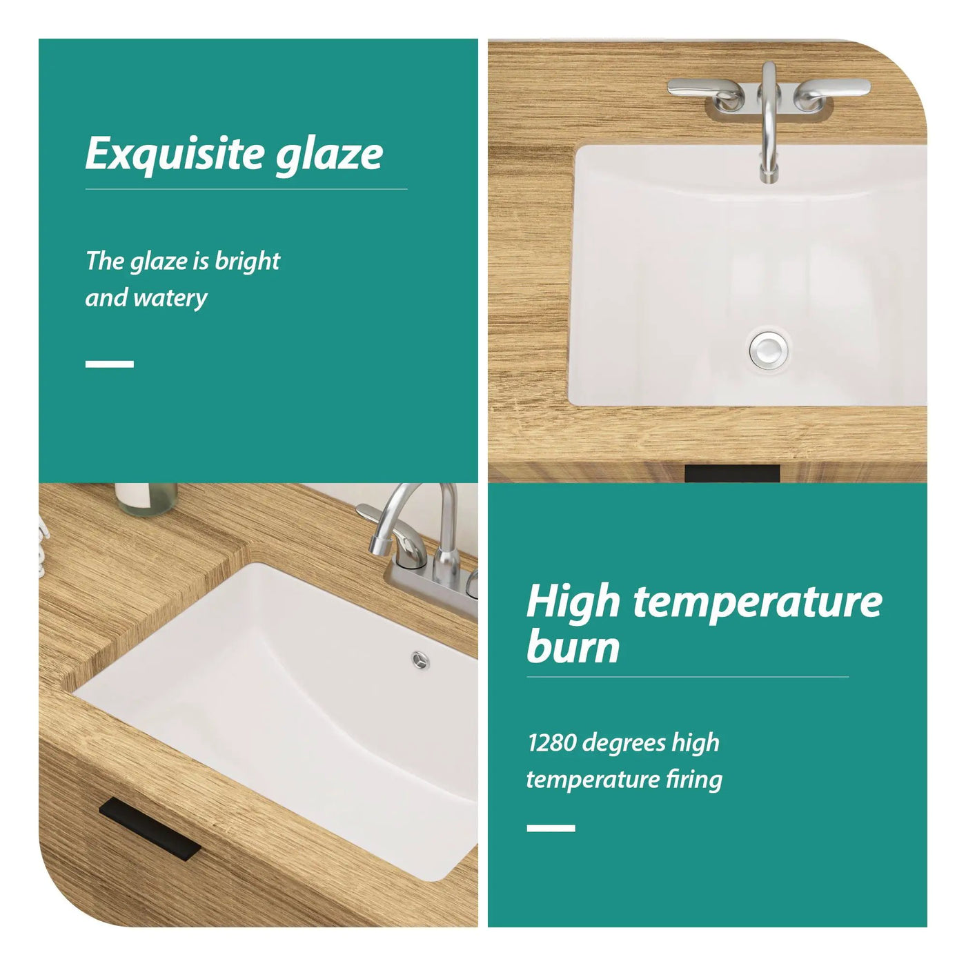 Modern Ceramic Undermount Bathroom Sink With Overflow, High Quality by HouseOfZazla