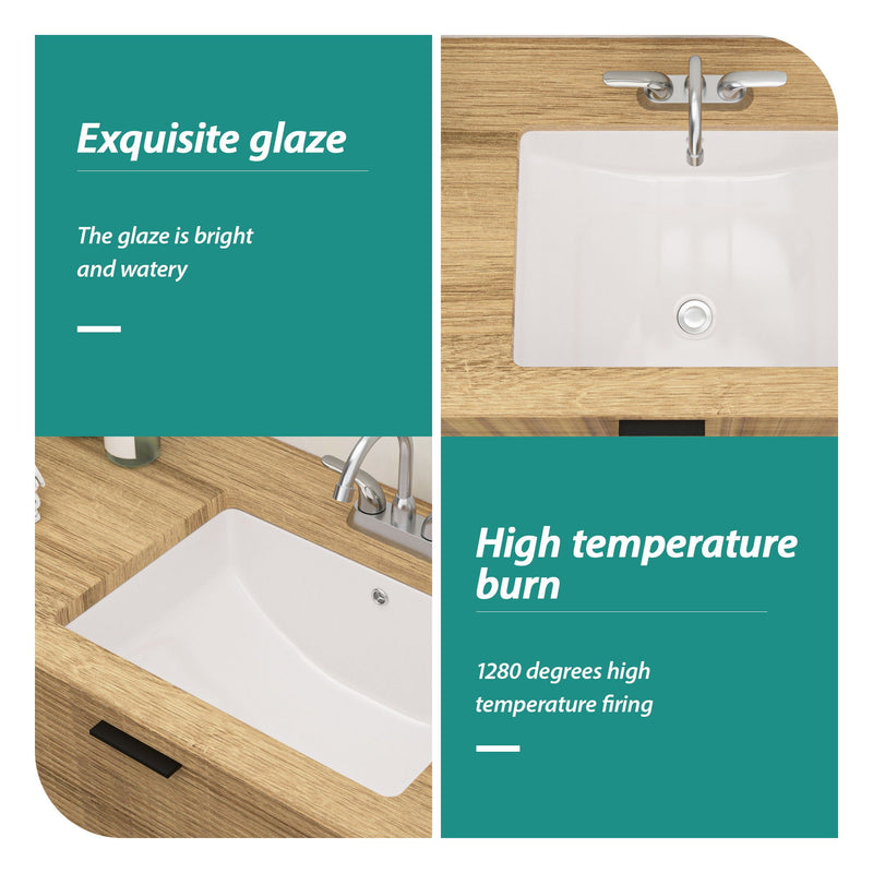 Modern Ceramic Undermount Bathroom Sink With Overflow, High Quality by HouseOfZazla